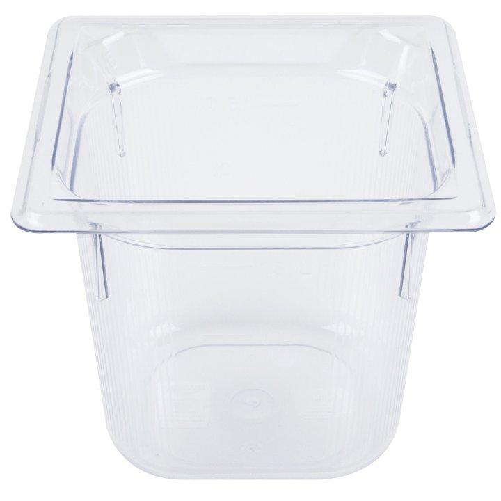 Sixth-size 6-inch-deep Super Pan® clear low-temperature plastic pan