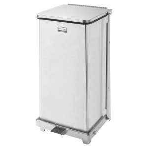 Rubbermaid Commercial, Defenders®, Step-On, 6.5 gal, Metal, Stainless Steel, Square, Receptacle