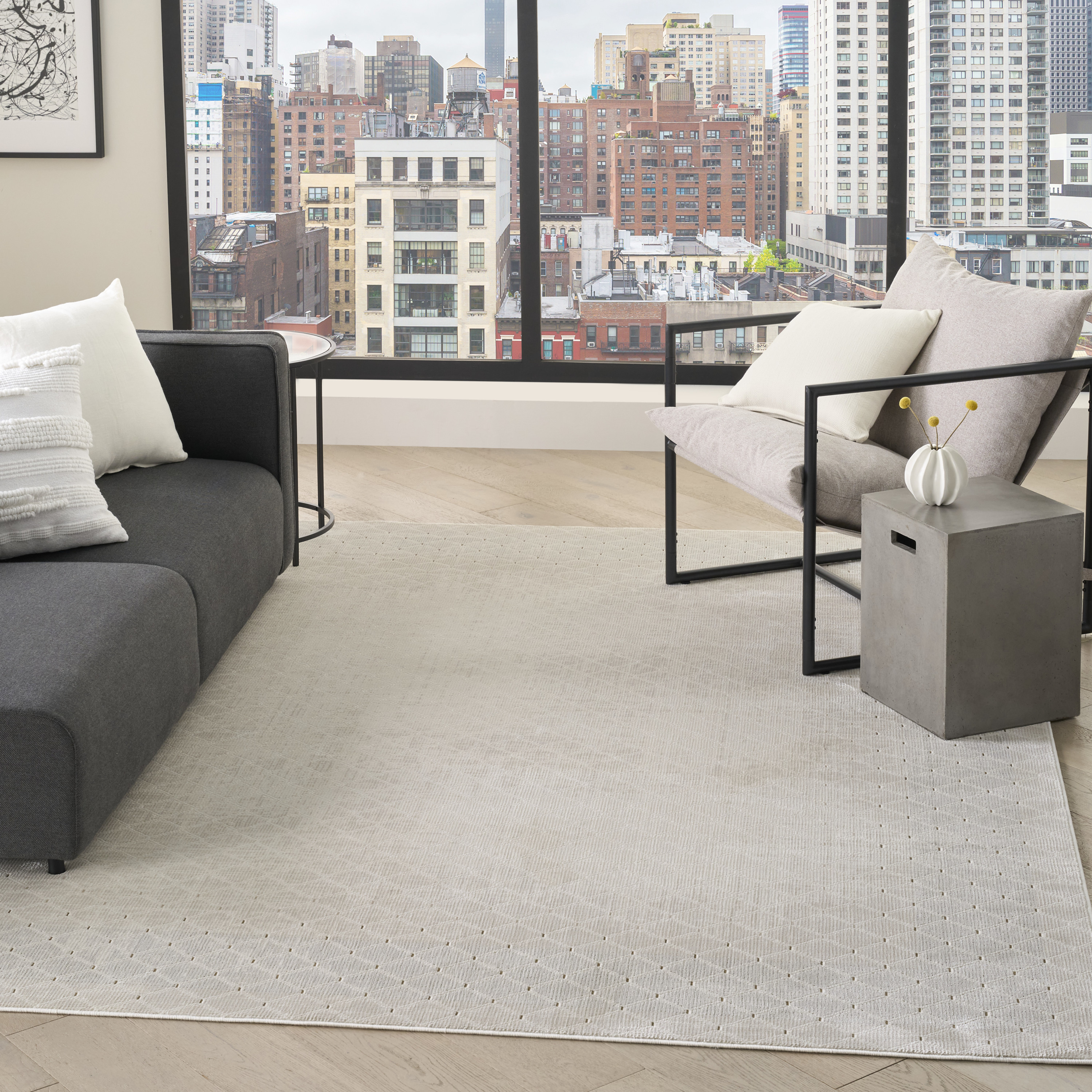 DKNY Grand Street 7'10" x 9'10" Ivory Modern Indoor Rug