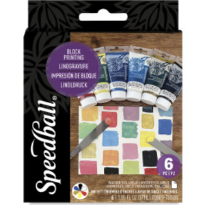 Water-Soluble Block Printing Ink, Starter Colors, 1.25 oz, Set of 6