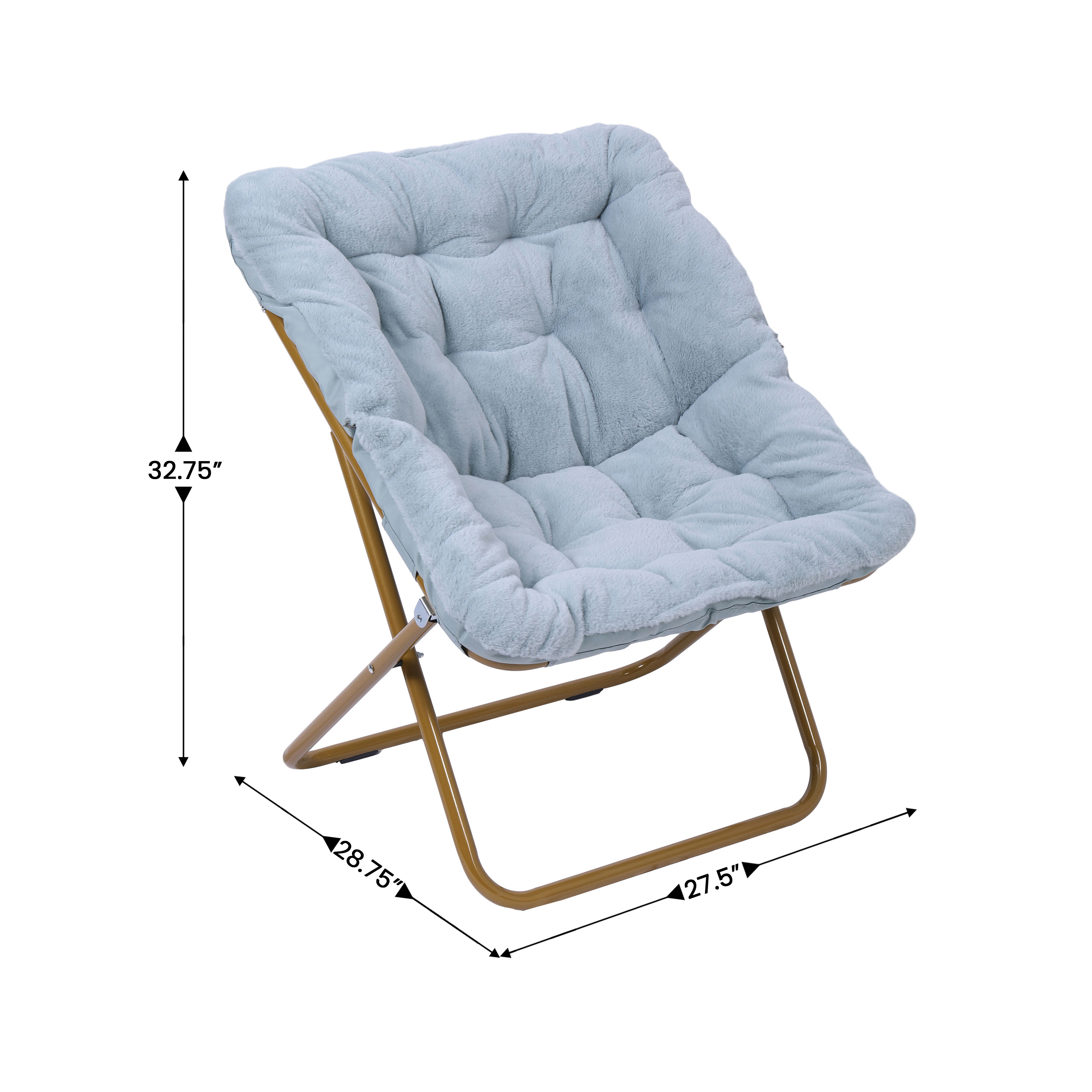 Archer 28" Oversized Portable Faux Fur Folding Saucer Chair with Folding Otto... - Picture 42 of 49
