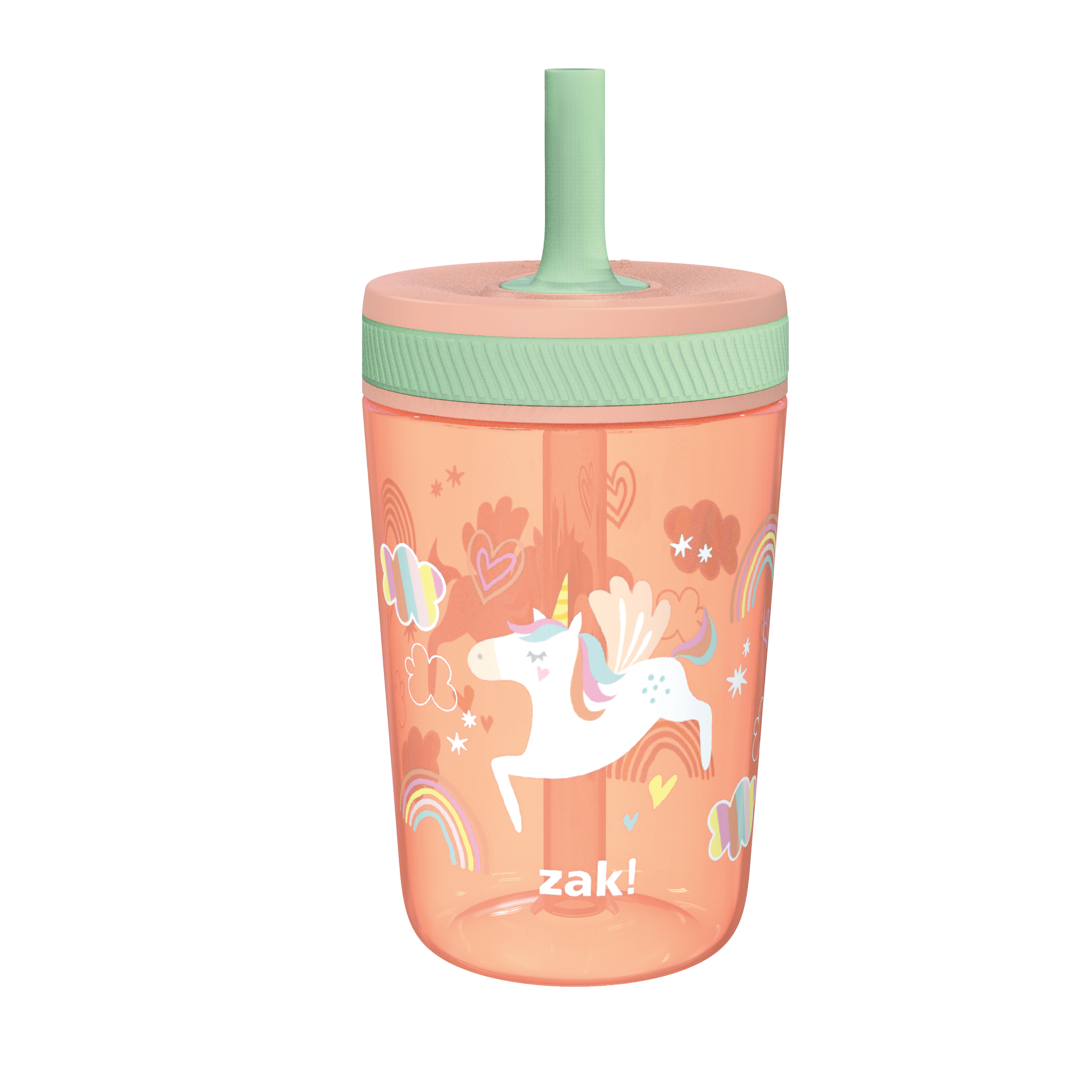 Zak Hydration 15  ounce Plastic Tumbler with Lid and Straw, Unicorns, 2-piece set slideshow image 2
