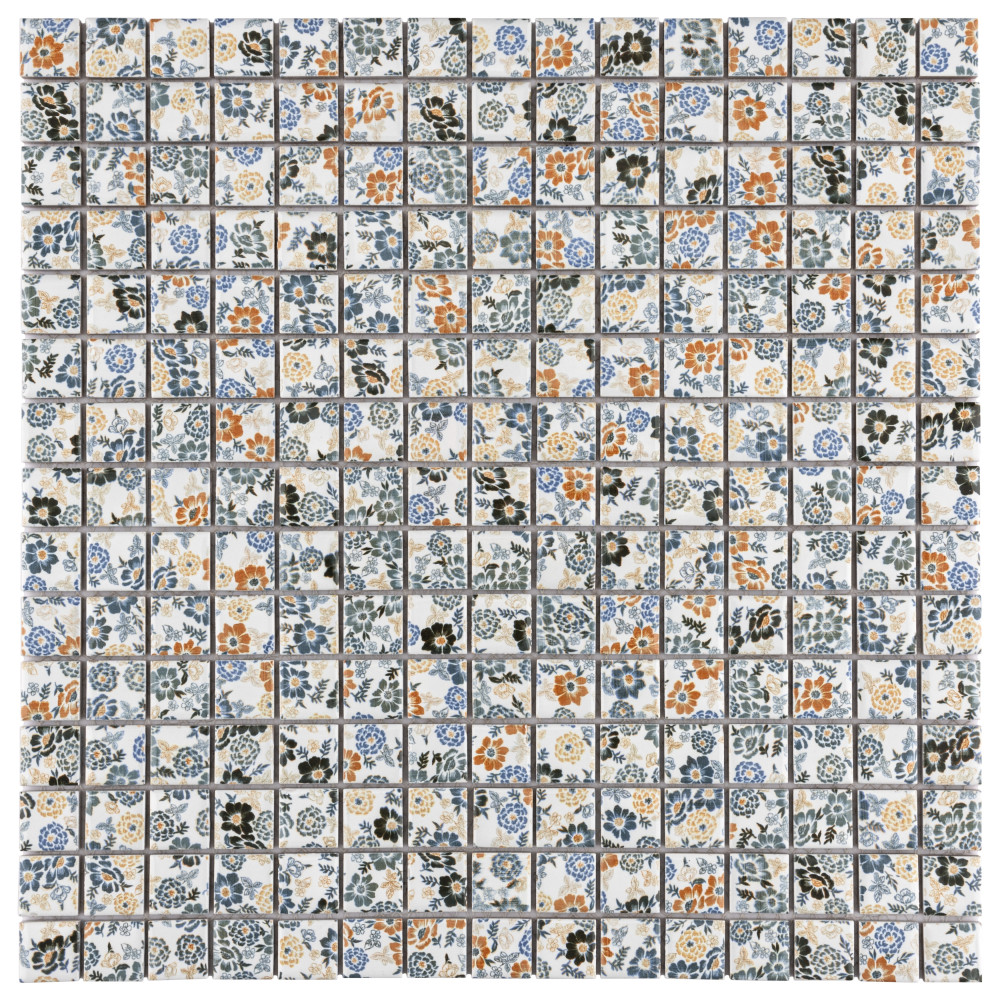 Spring Flower 12 in. x 12 in. Porcelain Mosaic Tile