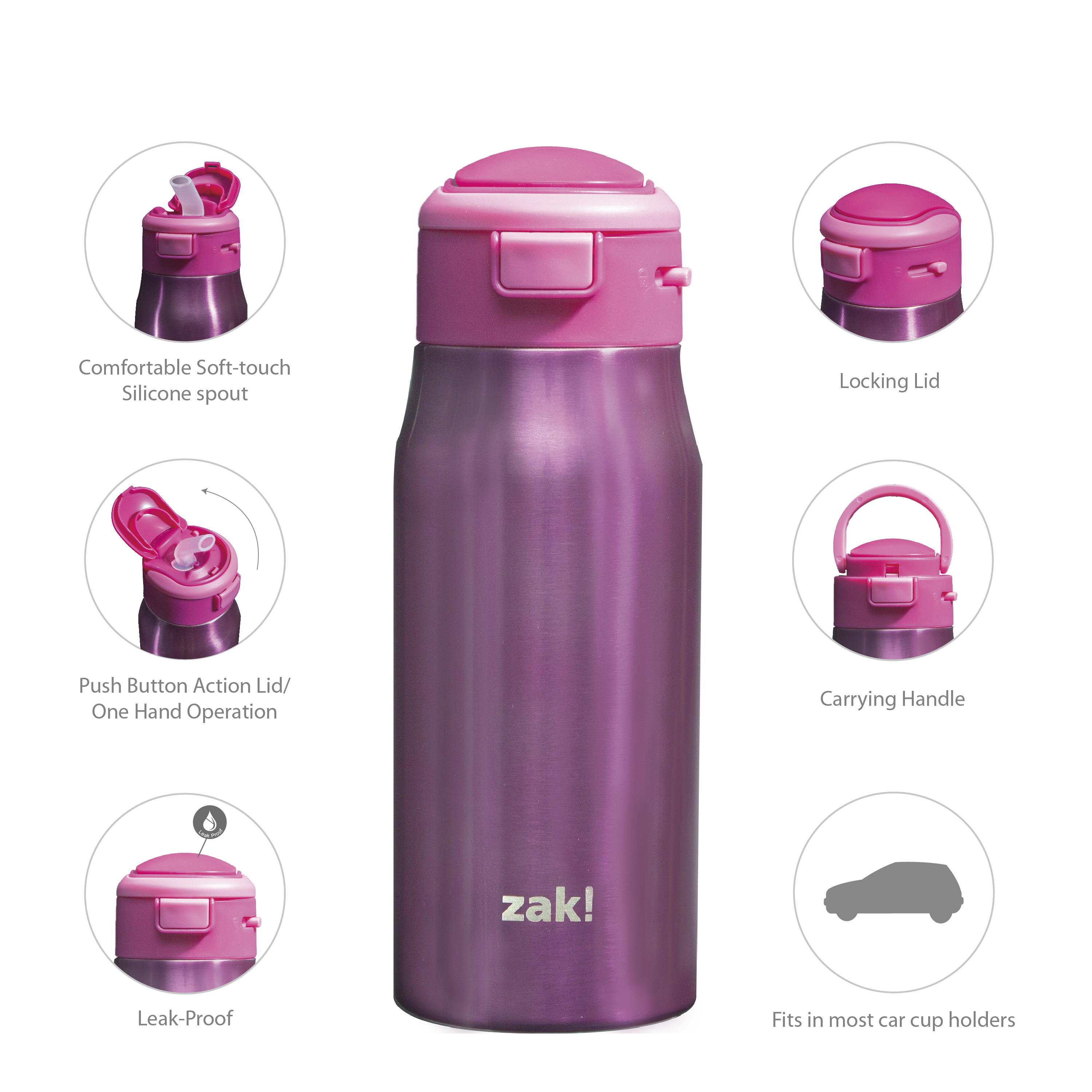 Mesa 13.5 ounce Double Wall Insulated Stainless Steel Water Bottle, Pink slideshow image 8 Mesa 13.5 ounce Double Wall Insulated Stainless Steel Water Bottle, Pink slideshow image 8