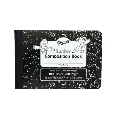 Pacon  Junior Composition Book, Black Marble, 3/8 in ruled 5