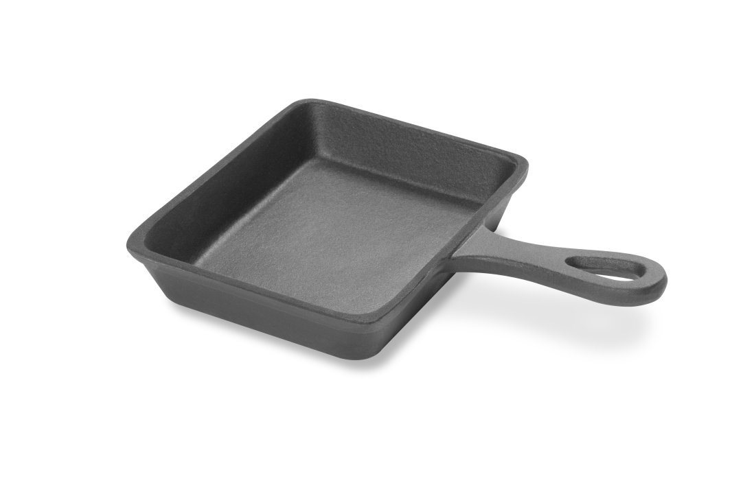 4" x 5" rectangular mini cast-iron frying pan