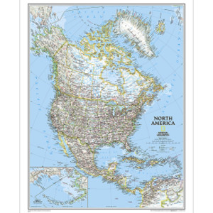 North America Classic Map, Laminated