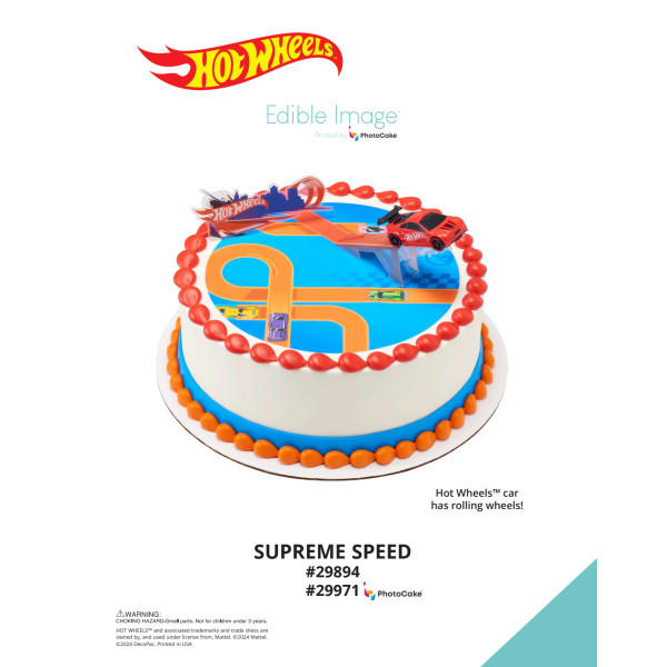 Hot Wheels™ Supreme Speed The Magic of Cakes® PhotoCake® Enhanced Round Background Page