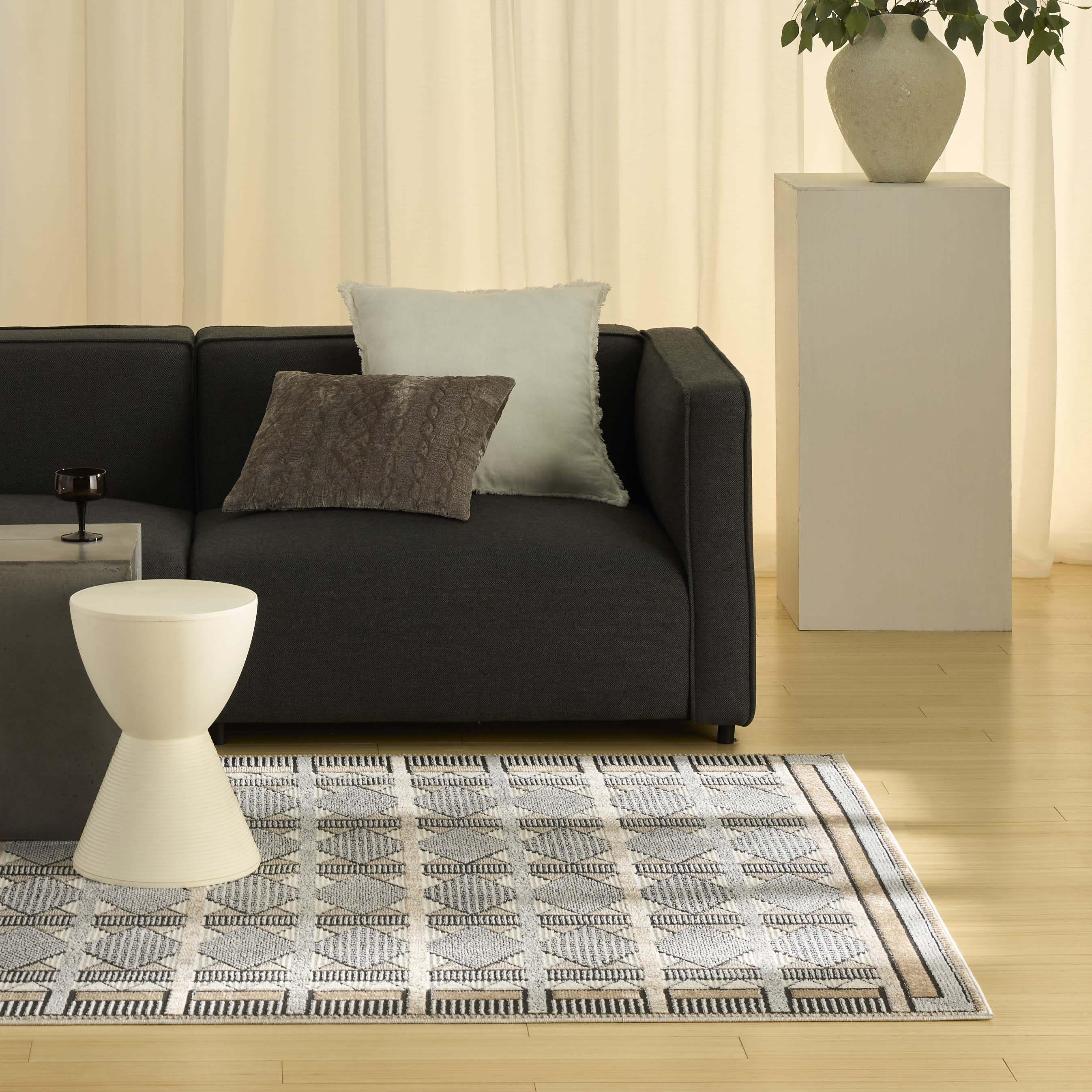 Nourison Nordic 5' x 7' Ivory Multicolor Modern Indoor Rug