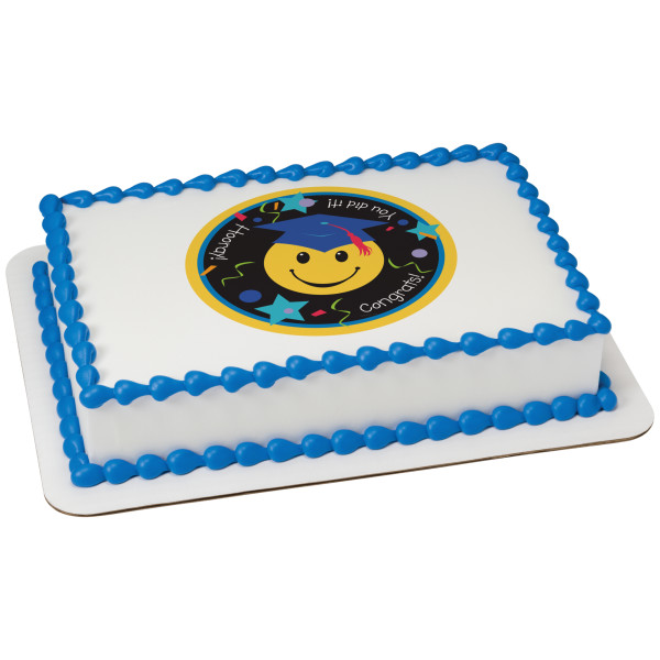Grad Smiley Face PhotoCake® Edible Image®