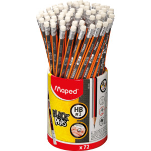 Black'Peps Triangular Graphite #2 Pencils School Pack, Pack of 72