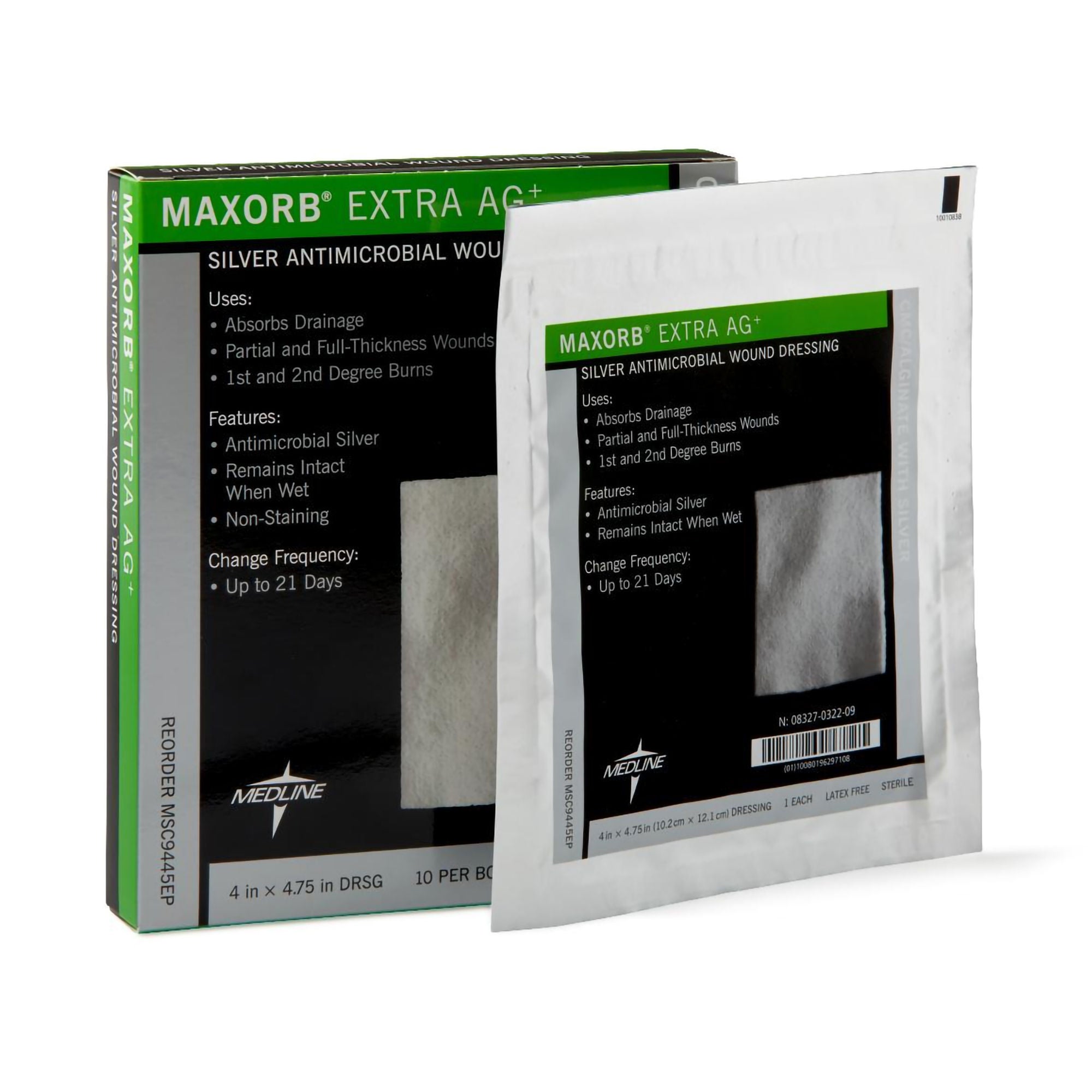 Maxorb® Extra Ag+ Calcium Alginate Dressing with Silver, 4 x 4¾ Inch