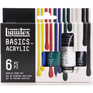 BASICS Acrylic Color, 22 mL Tubes, Primary Colors, Set of 6