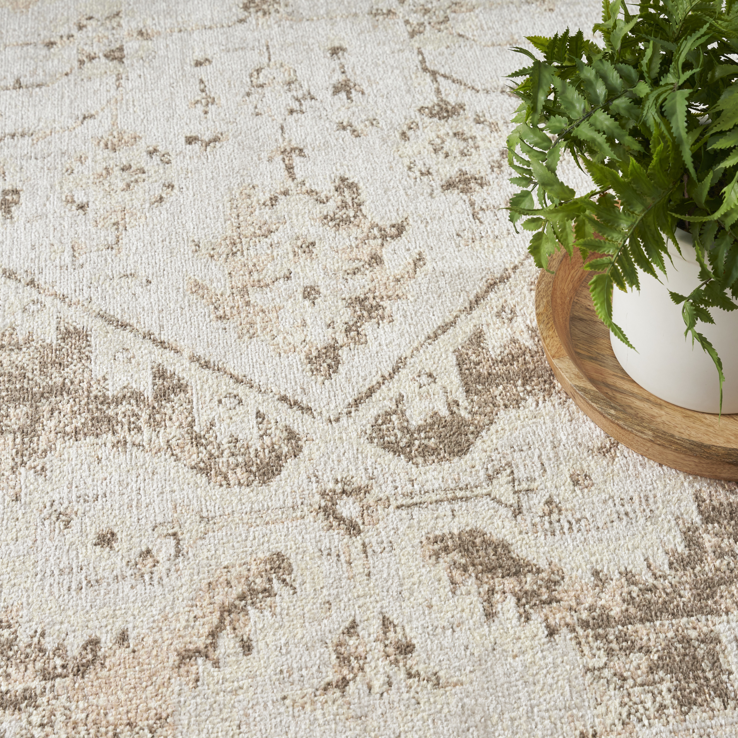 Nourison Astra Machine Washable 4' x 6' Beige Vintage Indoor Rug