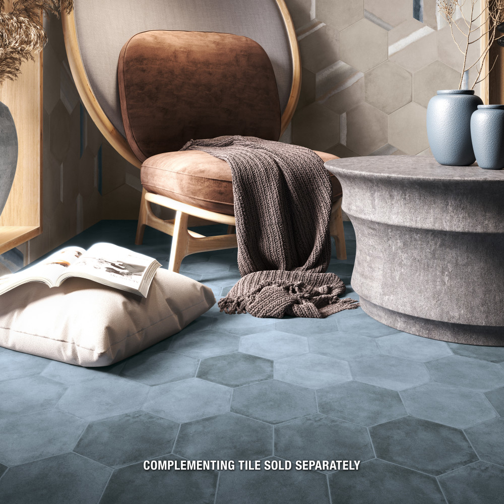Matter Hex Blue 7-7/8 in. x 9 in. Porcelain Floor and Wall Tile