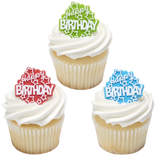 Happy Birthday Stars Cupcake Rings