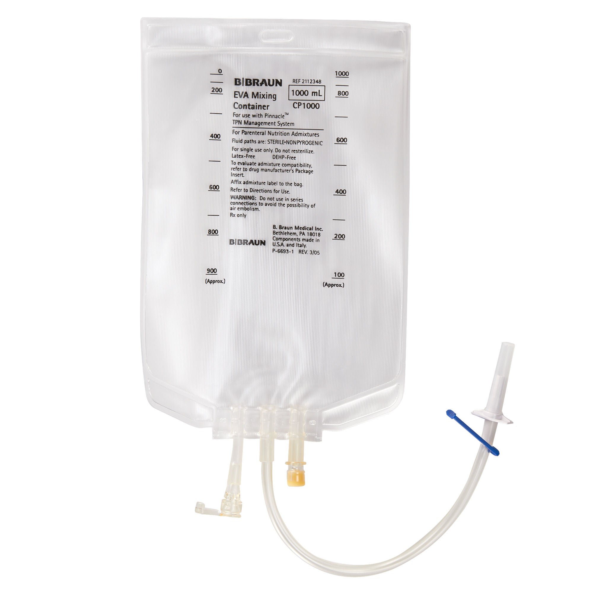 B. Braun BAG, TPN W/PINNACLE SNGL CHAMBER 1000ML (5/PK 8PK/CS)