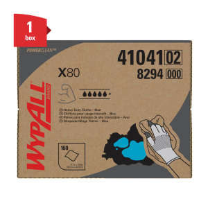 Kimberly Clark, WypAll PowerClean X80 Heavy Duty, 11.10"x16.80", Hydroentangled, Industrial Wipers, Blue