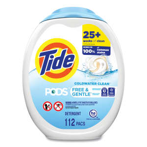 PG03229, Procter & Gamble,  Tide PODS, Free and Gentle, Unscented,  112/Container