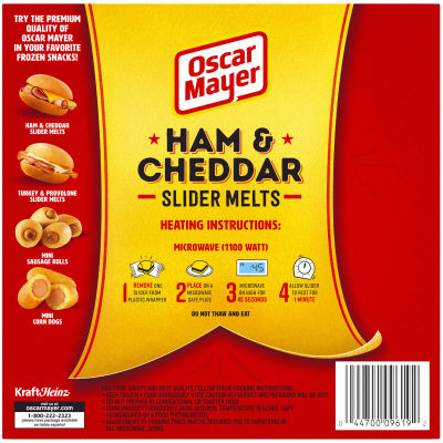 Oscar Mayer Ham & Cheddar Cheese Slider Melts, 4 ct Box, 2.5 oz Sliders