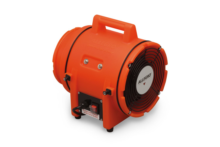 High output from a compact axial blower designed for easy use and storage