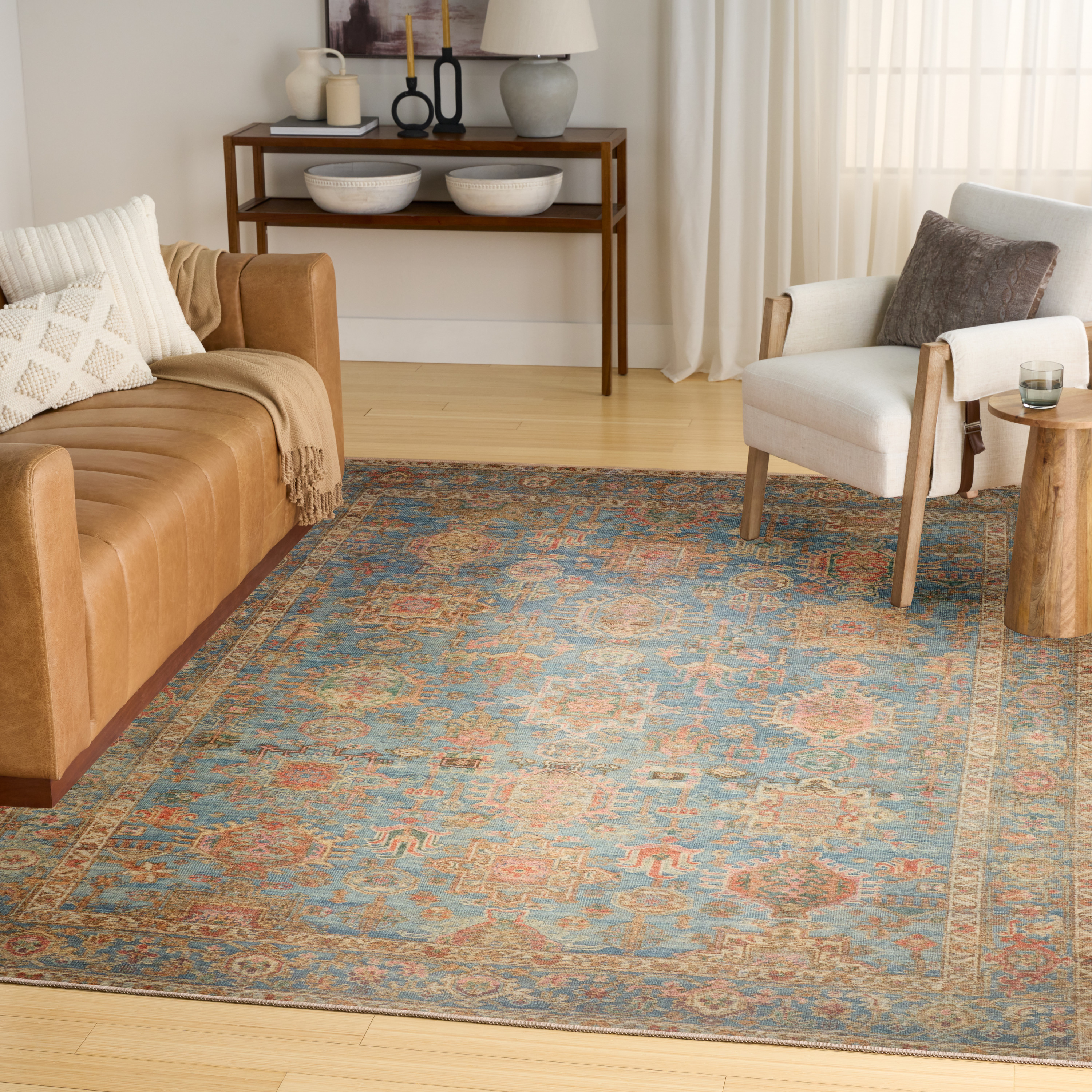 Nourison Vintage Washables 9' x 12' Navy Multicolor Vintage Indoor Rug