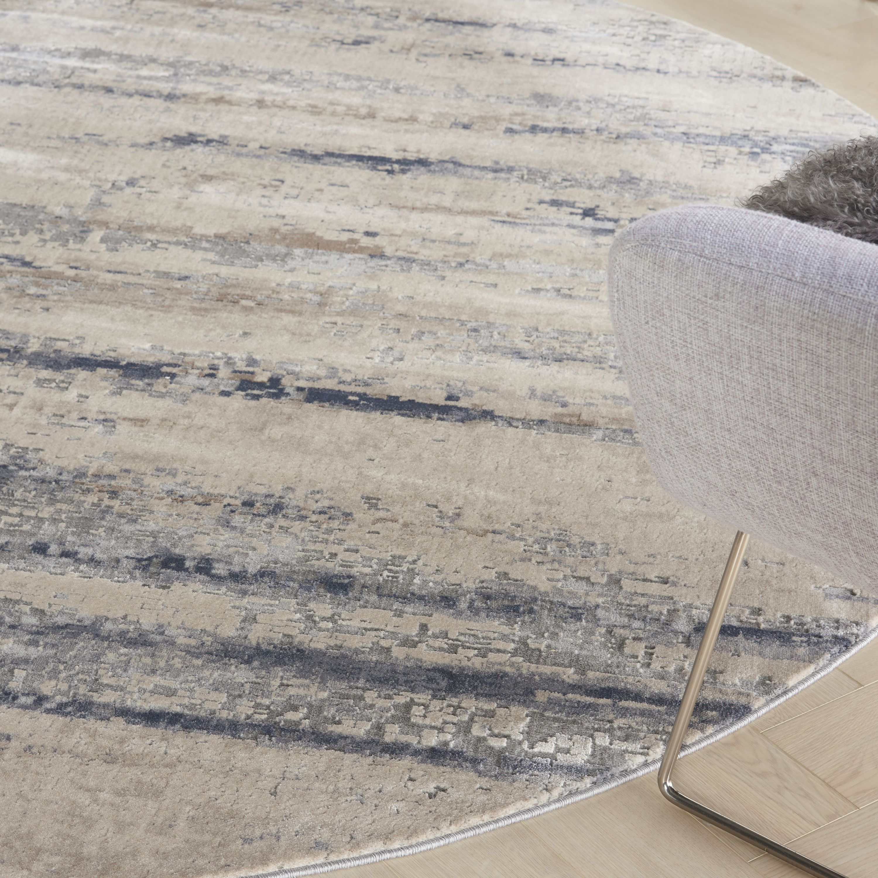 Nourison Rustic Textures 5'3" x Round Beige Grey Modern Indoor Rug