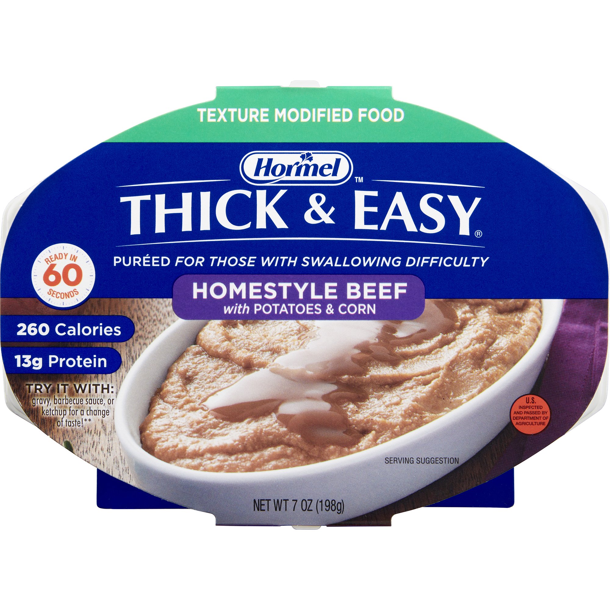 Thick & Easy Beef with Potatoes and Corn Thickened Food, 7-ounce Tray MK 797228