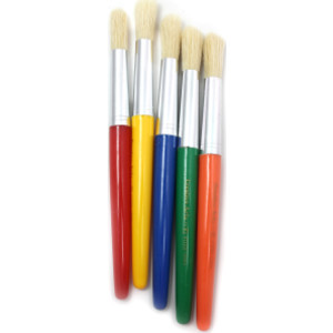 Stubby Round Brushes, Natural Bristles, Assorted Colors, Set of 5