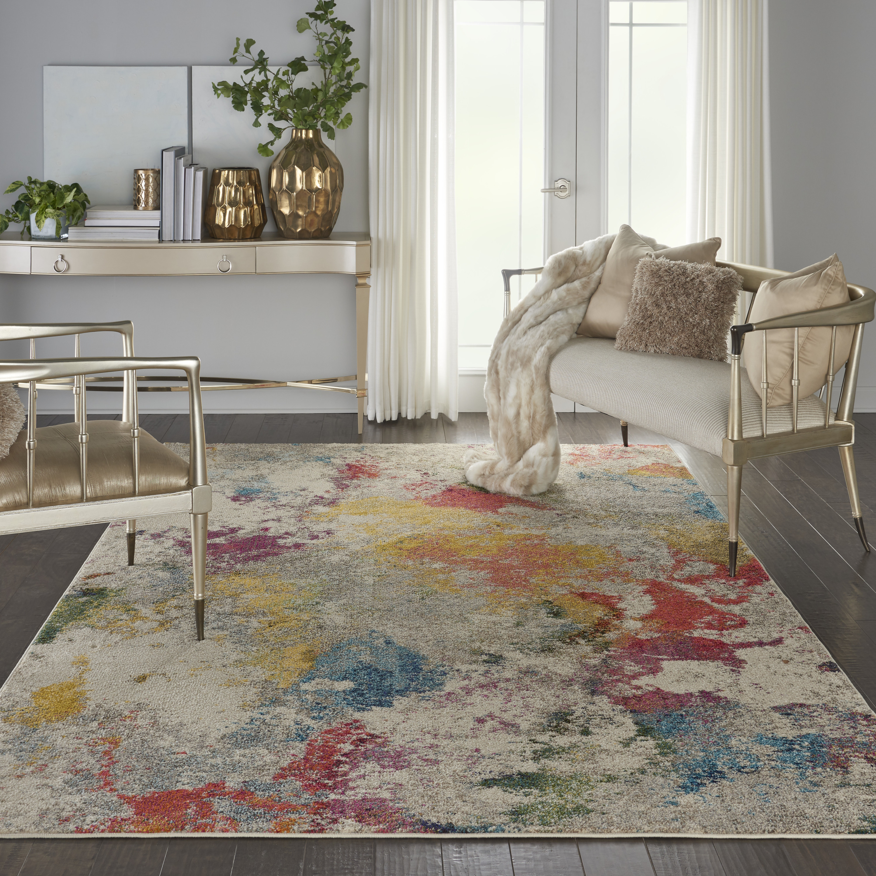 Nourison Celestial 6' x 9' Ivory Multicolor Modern Indoor Rug