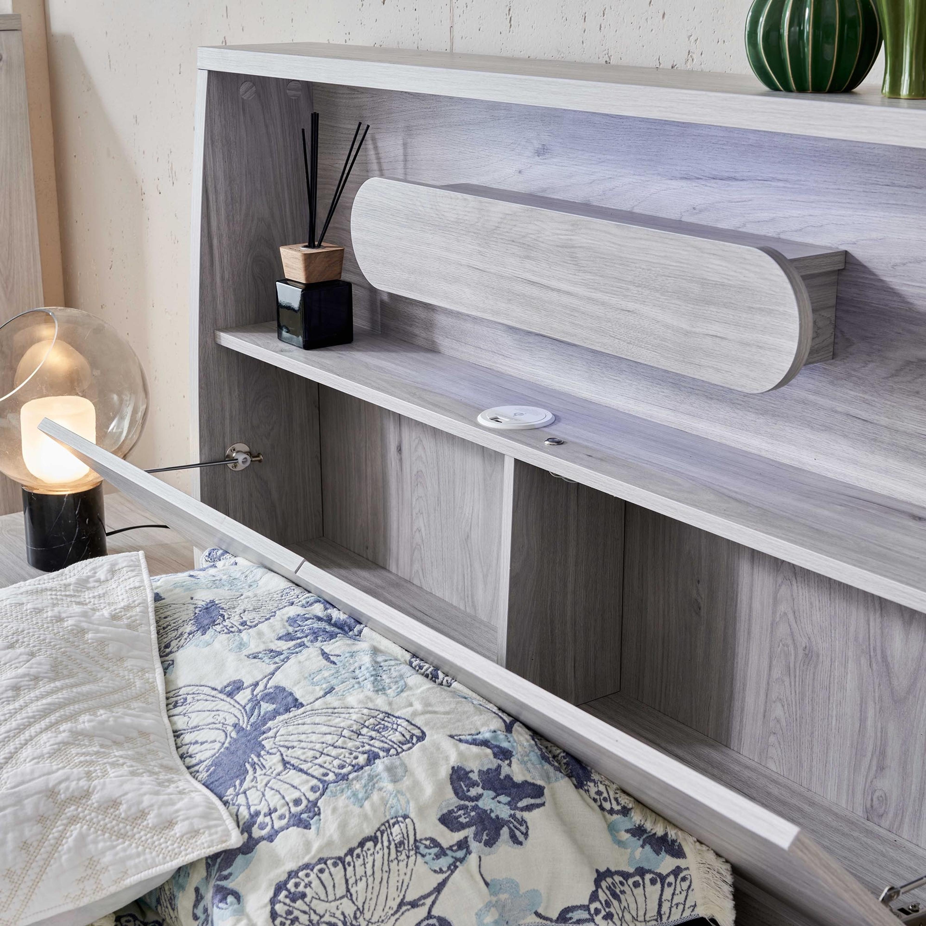 Lifestyle image of the  Nova Bed Frame, Stone Oak from Forty Winks