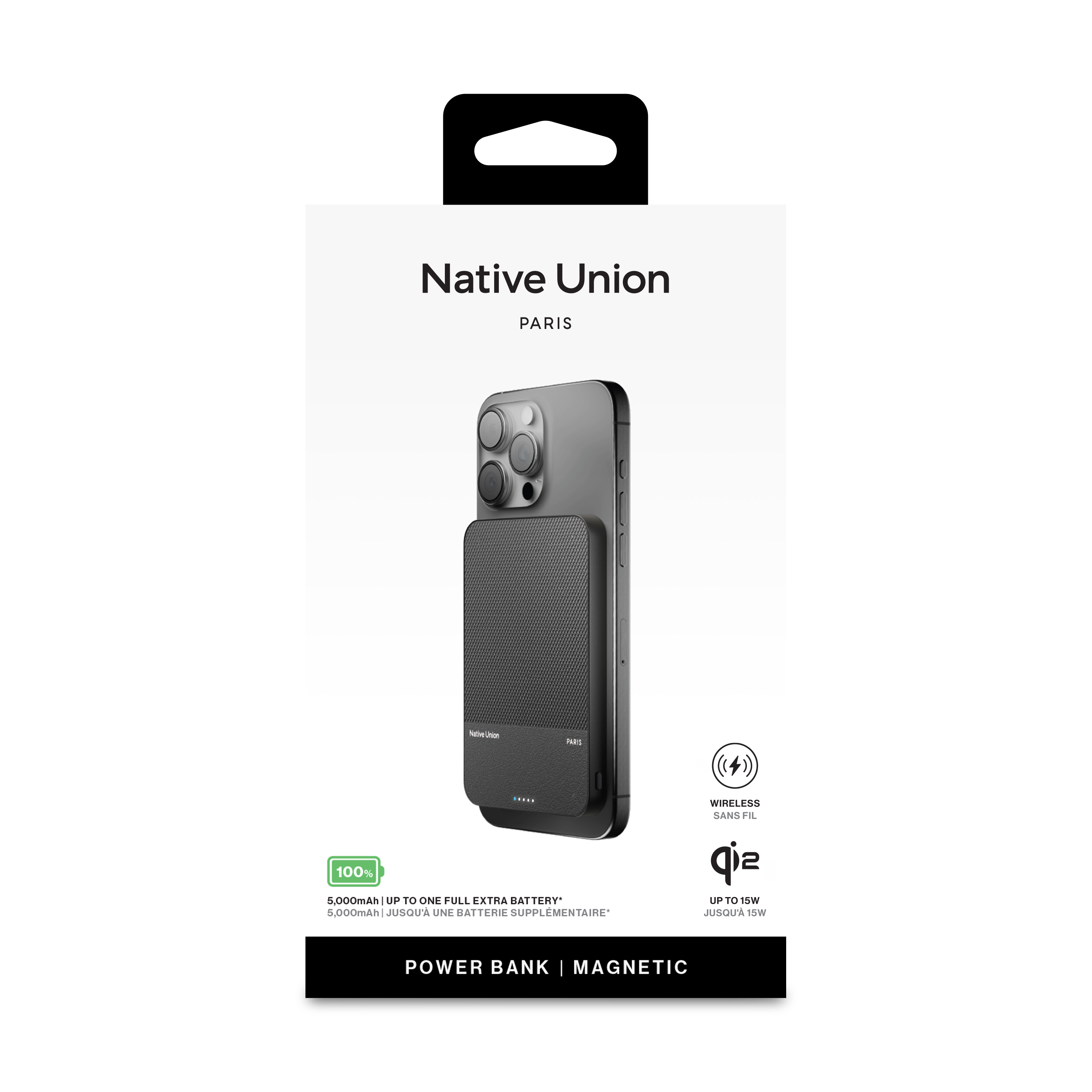 Native Union (RE)Classic Magnetic Power Bank 5000mAh — Black