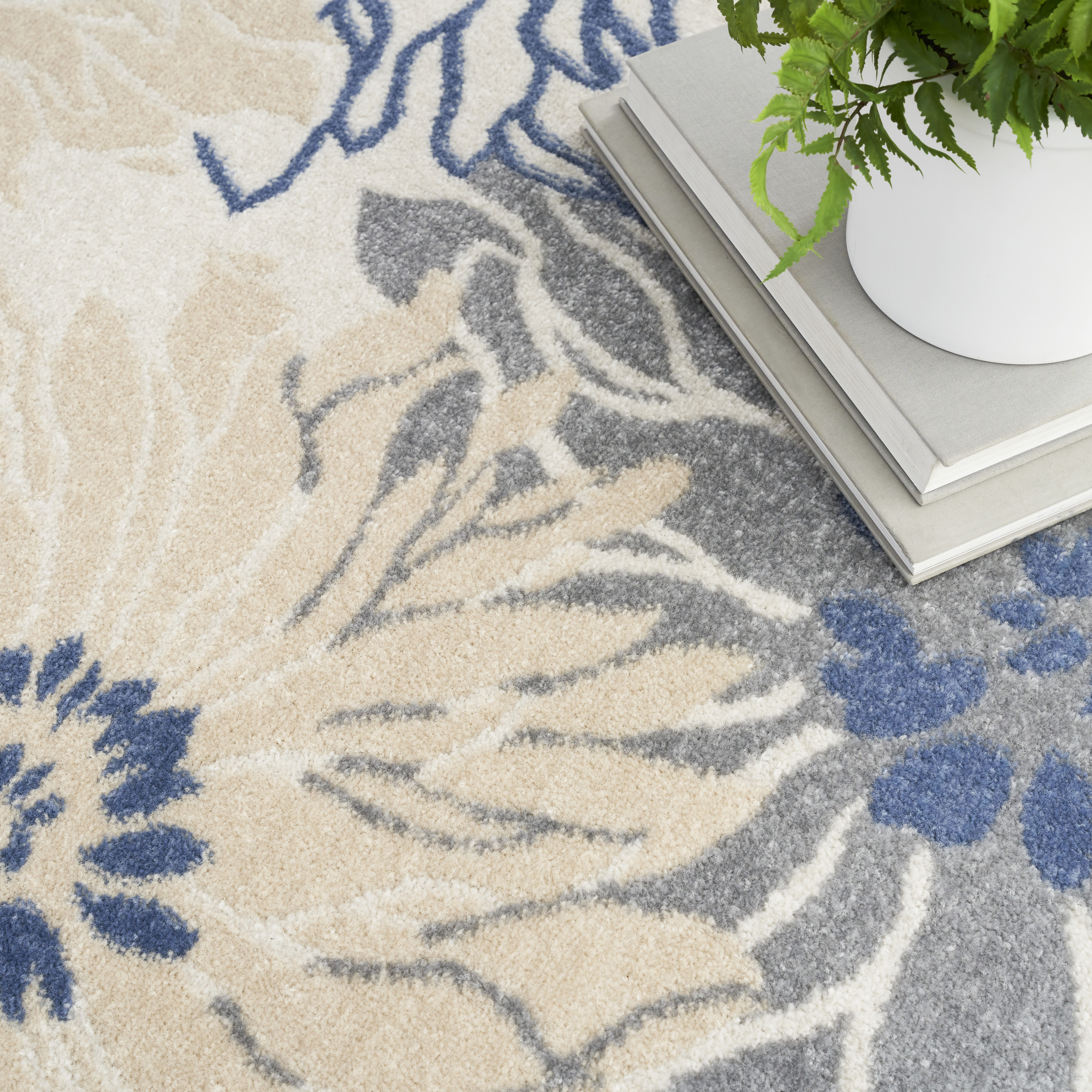 Nourison Passion 5'3" x 7'3" Ivory Grey Blue Contemporary Indoor Rug