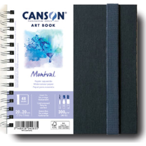 Artist Series Montval Watercolor Art Book, Fabric Cover, Side Wire Binding, 48 Sheet, 7.8x7.8 inch, 1 Count