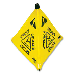 Rubbermaid Commercial, Multilingual Pop up, Wet Floor Cone, Yellow, 30"