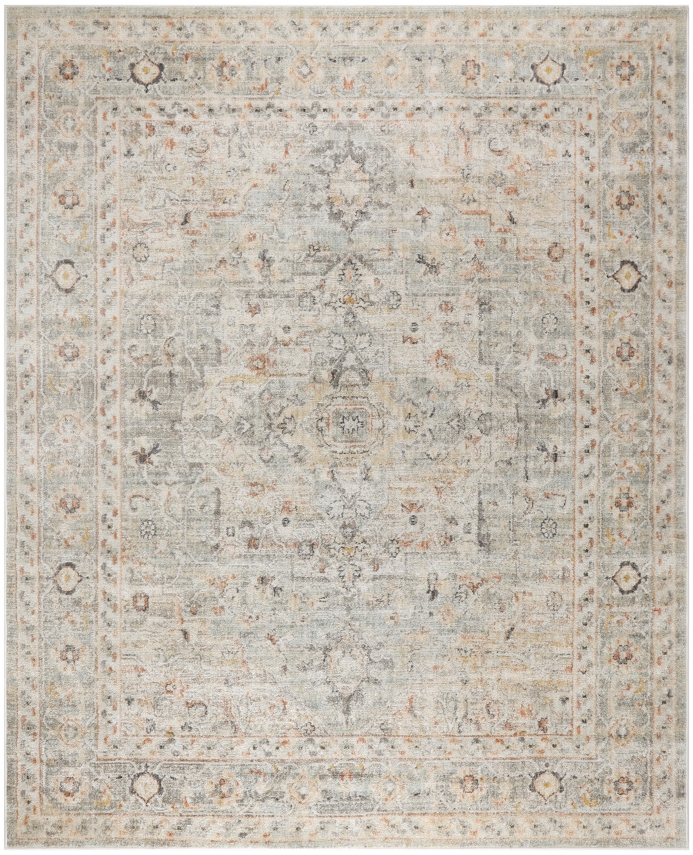 Nourison Oushak Home 8' x 9'10" Light Grey Vintage Indoor Rug
