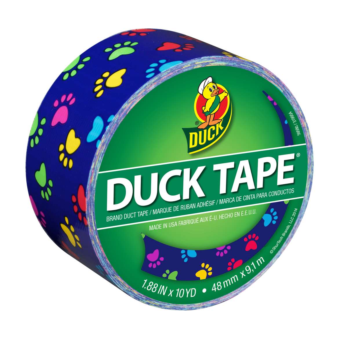 Printed Duck Tape® Brand Duct Tape - Colorful Paws, 1.88 in. x 10 yd. Image