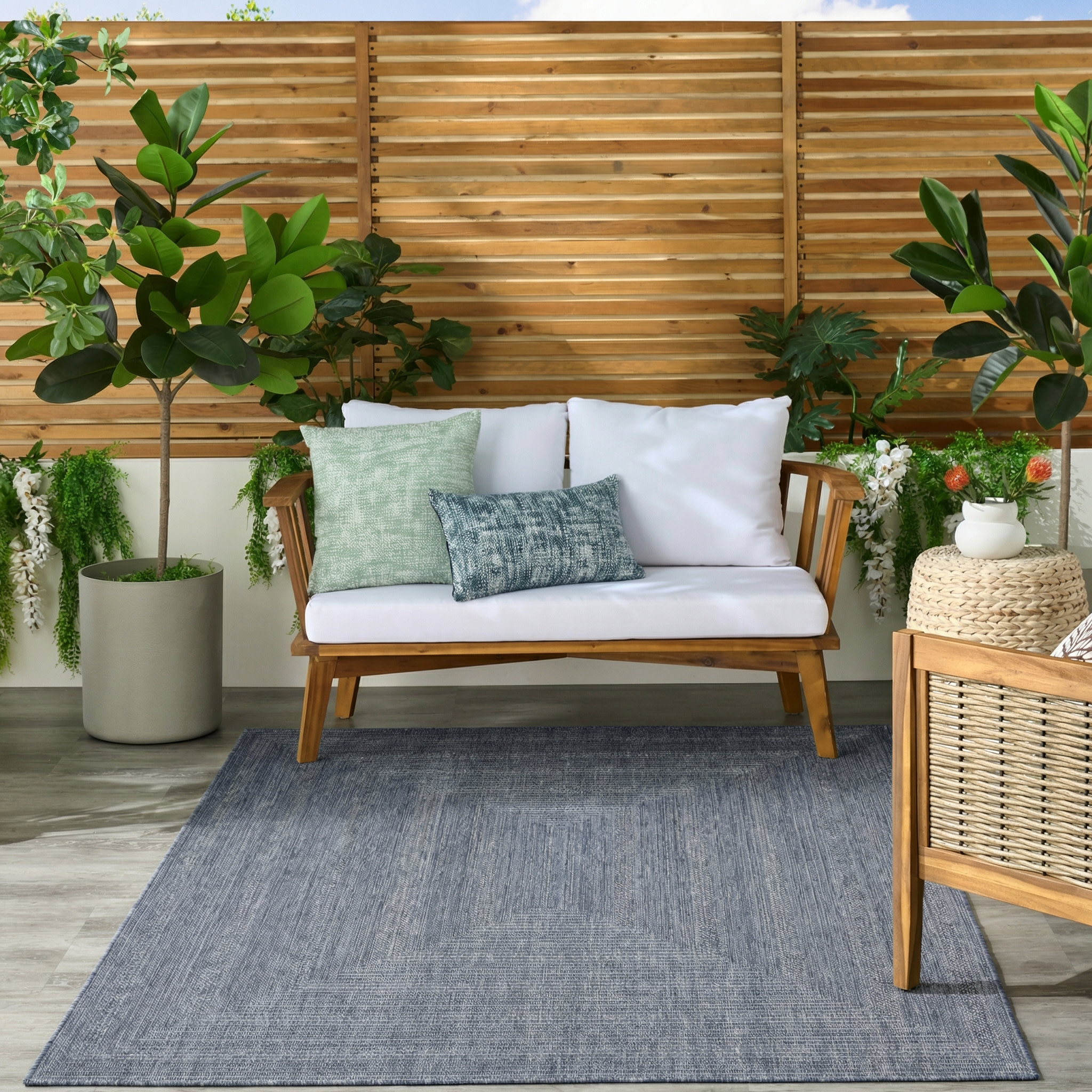 Nourison Tulum 5'3" x 7' Denim Outdoor Rug
