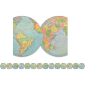 Borde troquelado Travel the Map Globes, 35 pies