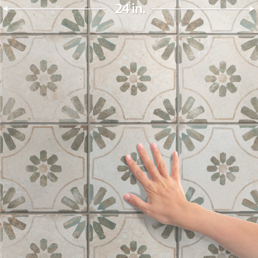 Kings Blume Sage 17-5/8 in. x 17-5/8 in. Ceramic Floor and Wall Tile