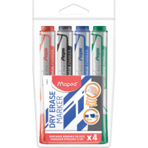 Marker'Peps Dry Erase Jumbo Marker, Chisel Tip, Pack of 4