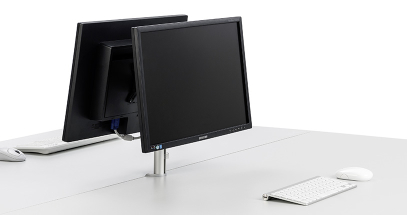 Set up opposing monitors for space-saving workspaces.