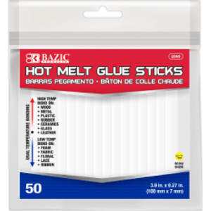 Mini Hot Melt Glue Sticks, Dual Temp, 3.9" x 0.27", Bag of 50