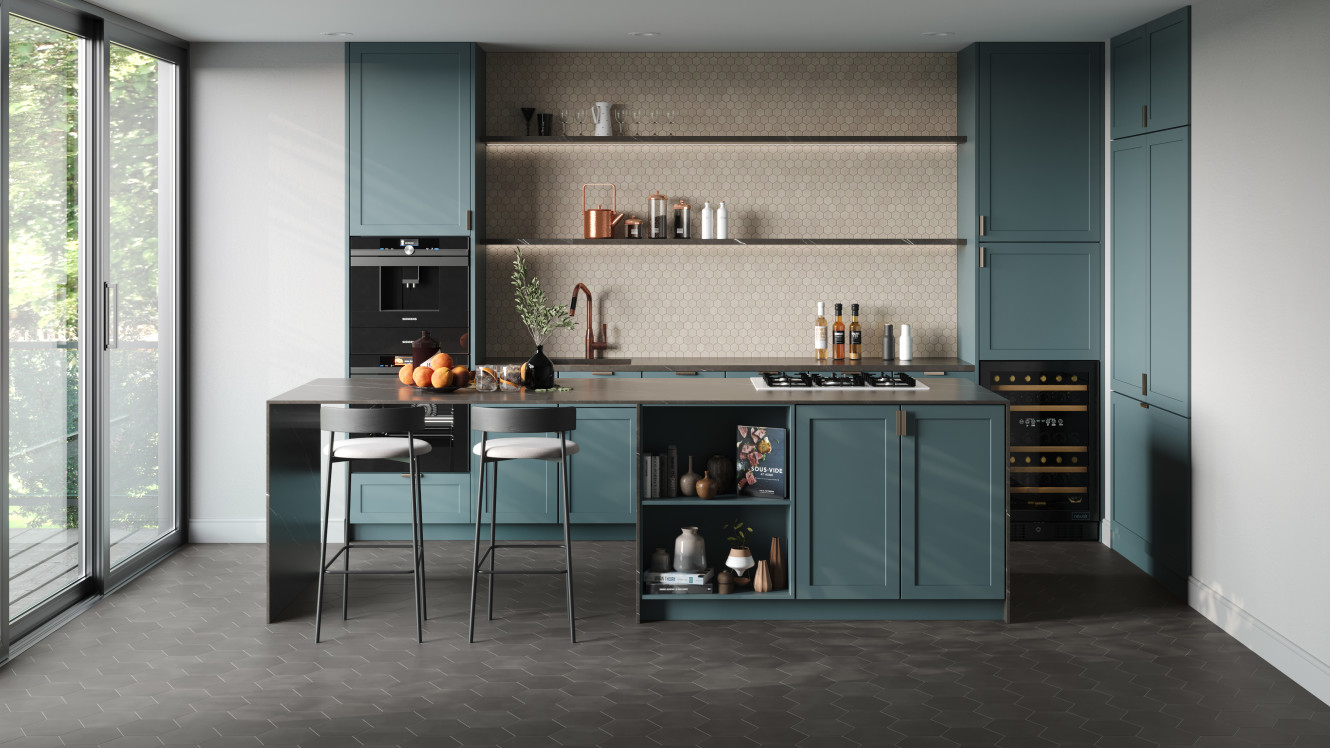 Persia Black 8 Inch Hex and Cream 2x2 Hex Mosaic