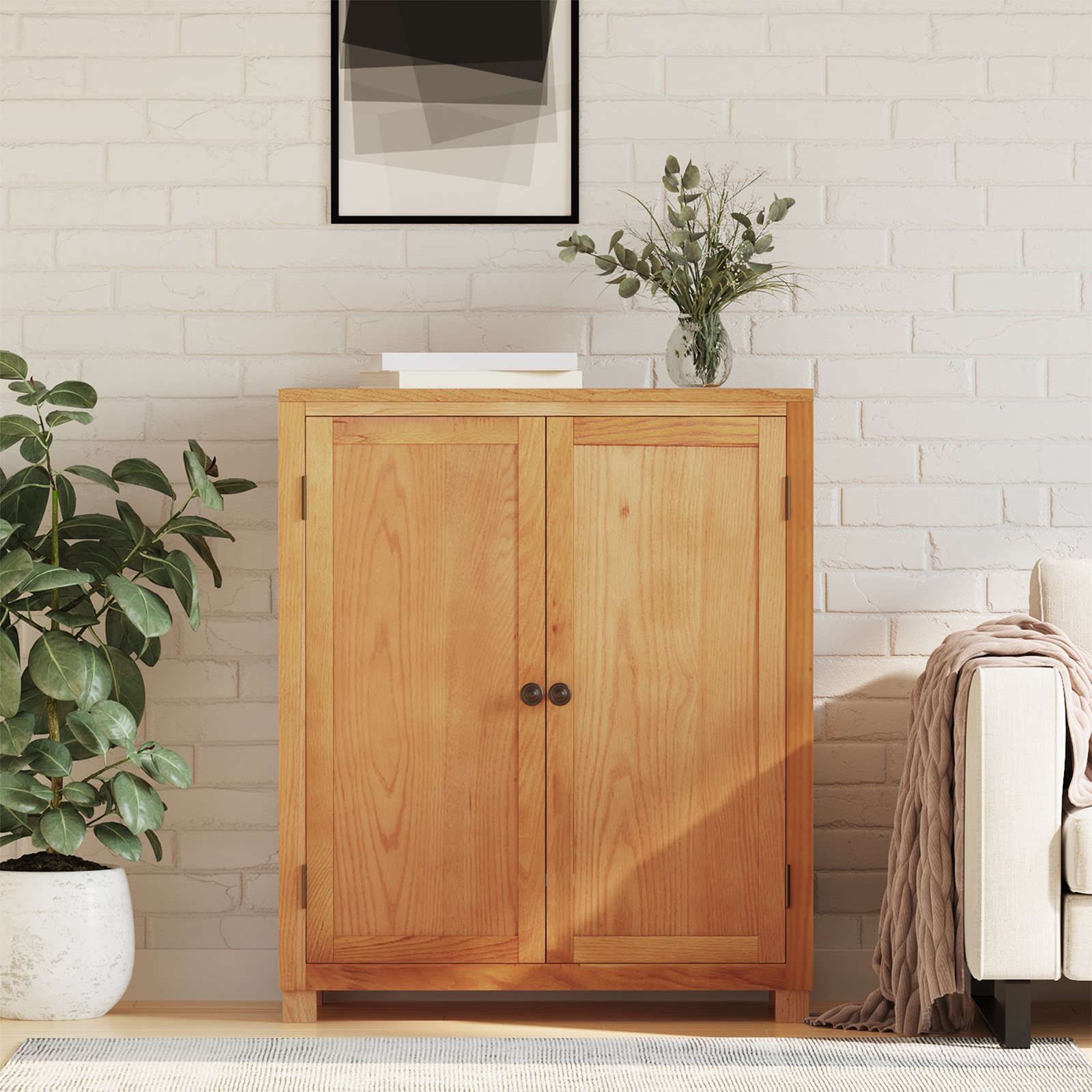 Kast met opslag met de deur Bruin Massief Eikenhout image 3
