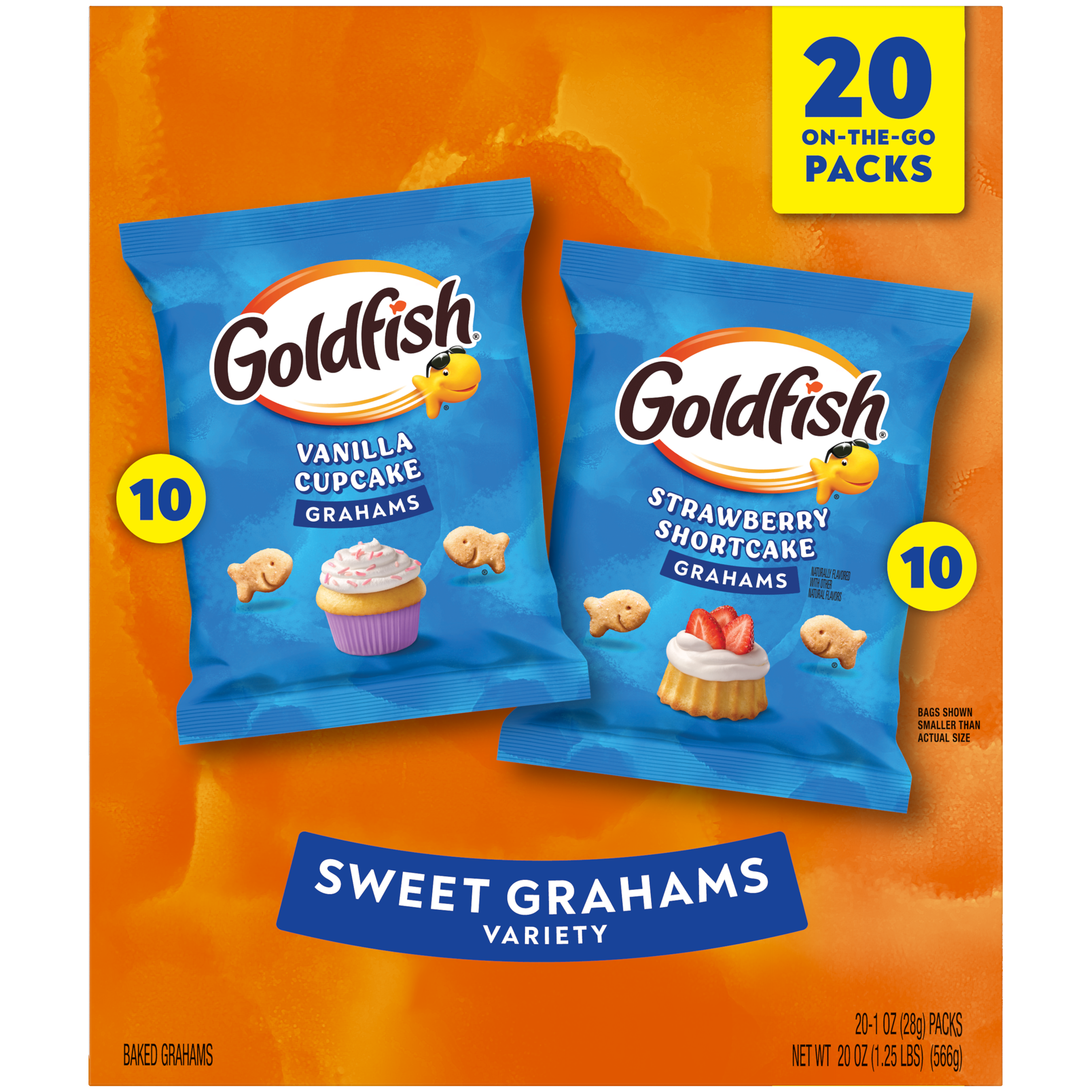 Goldfish® Variety Pack Baked Graham Snacks, 20 count box, 20 oz, bag - Back Image