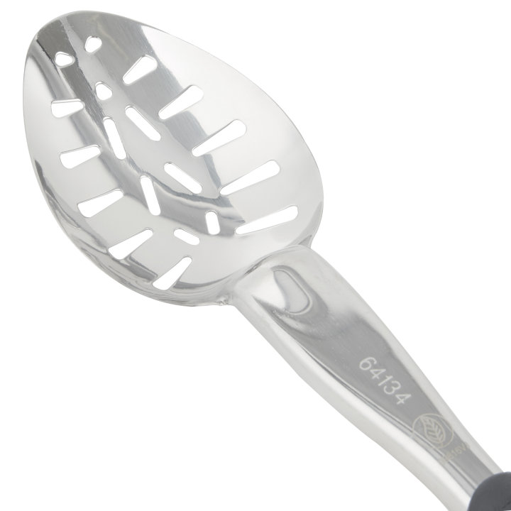 14-inch heavy-duty stainless steel slotted basting spoon with black Ergo Grip™ handle