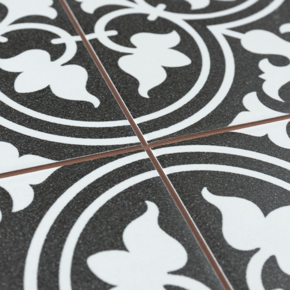 Harmonia Classic Black 13 in. x 13 in. Ceramic Floor and Wall Tile