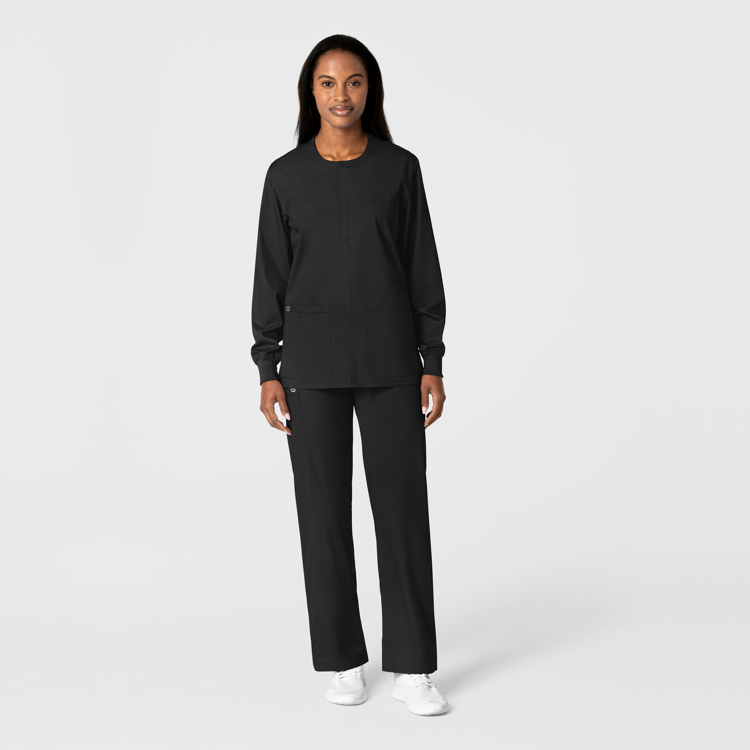 WORK 800 Unisex 5 Pocket Snap Front Warm Up Scrub Jacket with Rib Knit Cuffs and Side Vents-Wonder Wink