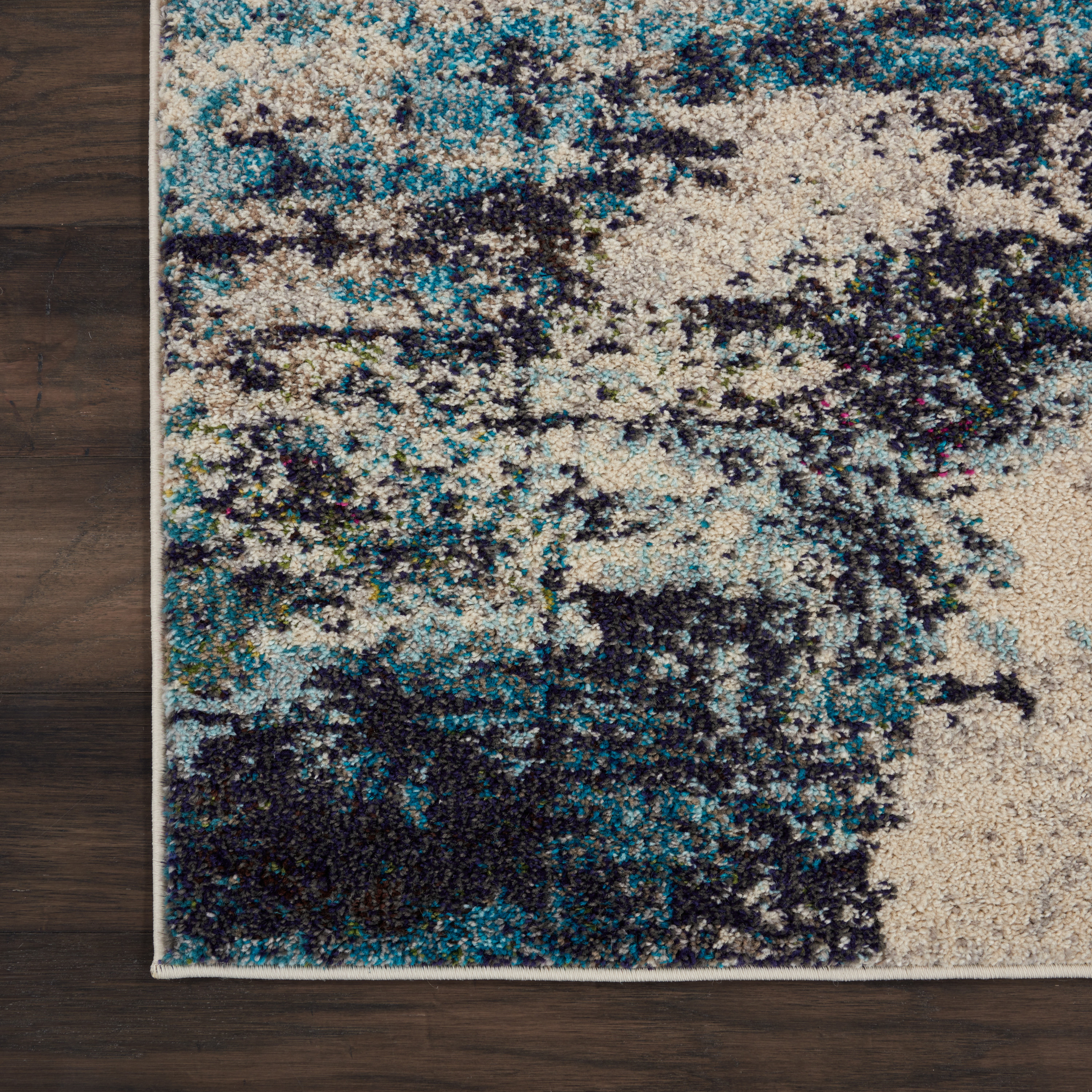 Nourison Celestial 2' x 6' Ivory Teal Blue Modern Indoor Rug